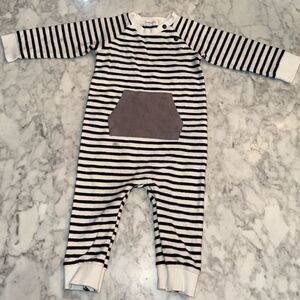 Miles Striped Baby One Piece Outfit with Pocket 12M